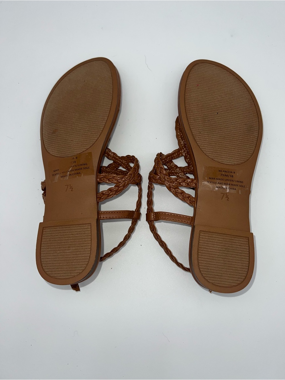 Kelly & Katie Cognac Brown Braided Strappy Buckle Sandals Women 7.5 Shoes - Picture 4 of 5
